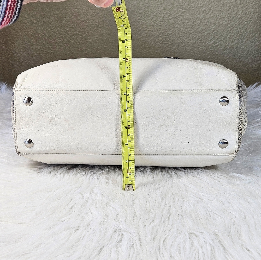 Coach Taylor Python Ivory Mixed Leather Shoulder … - image 4